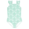 minnow Girls Ruffle Strap One Piece Abaco Green Paisley New