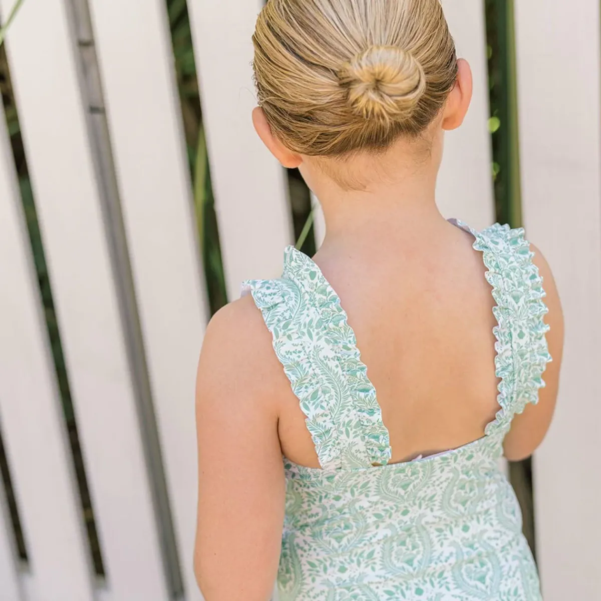 minnow Girls Ruffle Strap One Piece Abaco Green Paisley New