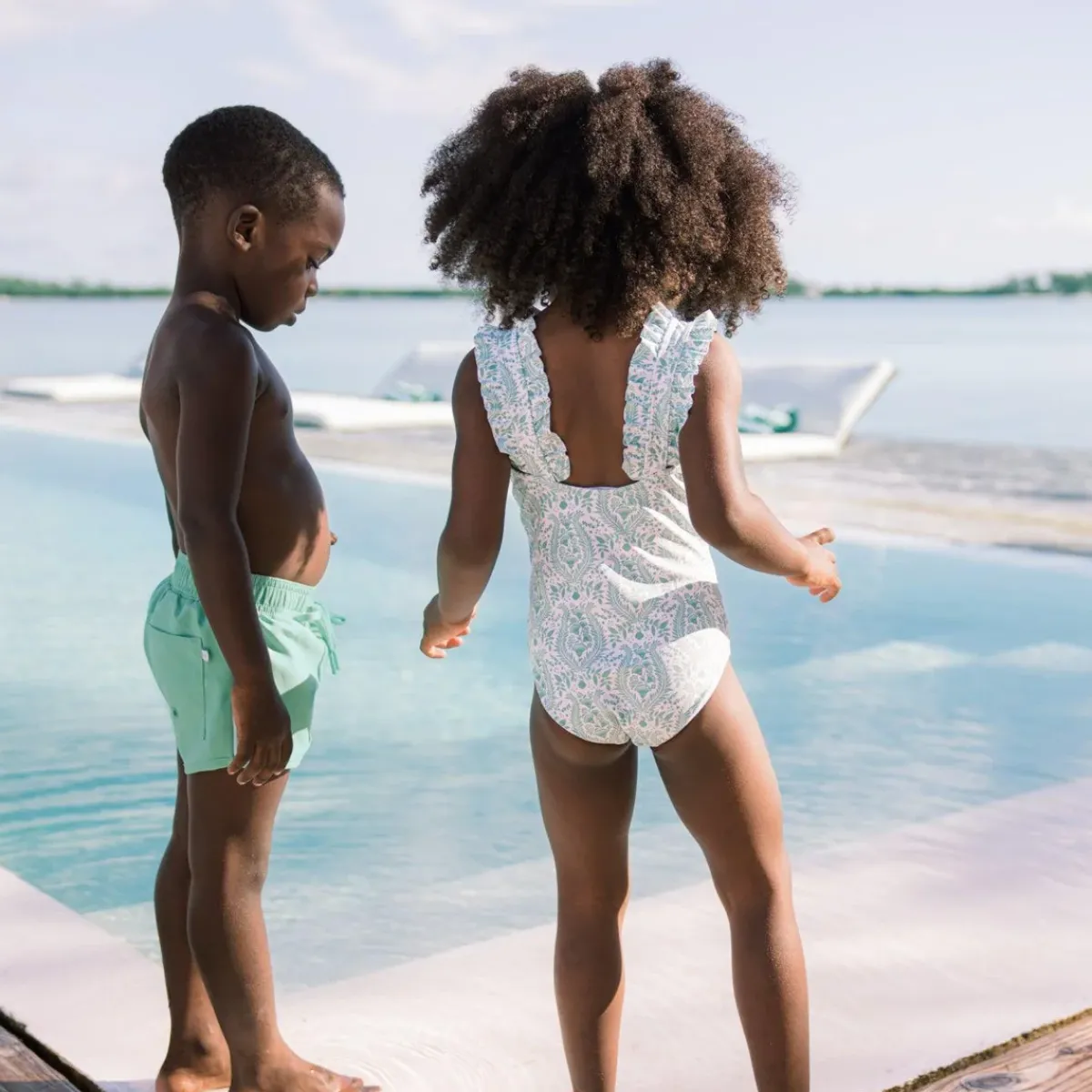 minnow Girls Ruffle Strap One Piece Abaco Green Paisley New