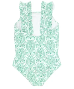 minnow Girls Ruffle Strap One Piece Abaco Green Paisley New