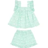 minnow Girls Ruffle Top And Short Set Abaco Green Paisley Discount