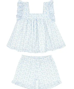 minnow Girls Ruffle Top And Short Set Briland Blue Botanic Online