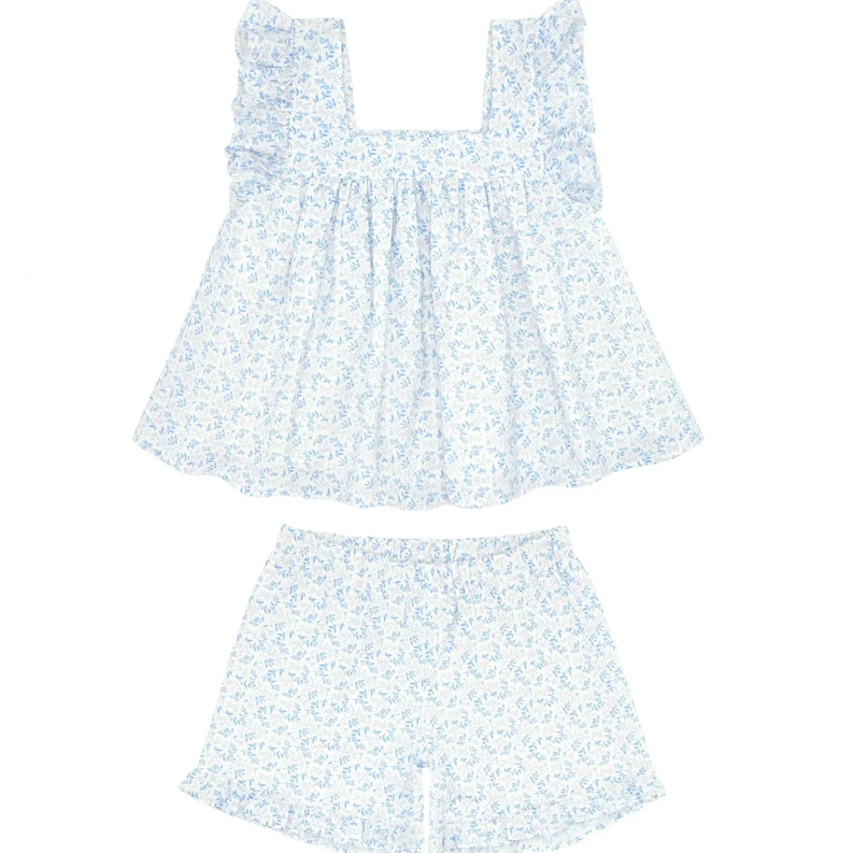minnow Girls Ruffle Top And Short Set Briland Blue Botanic Online