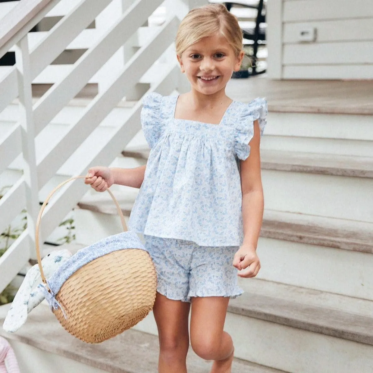 minnow Girls Ruffle Top And Short Set Briland Blue Botanic Online