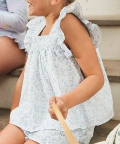 minnow Girls Ruffle Top And Short Set Briland Blue Botanic Online