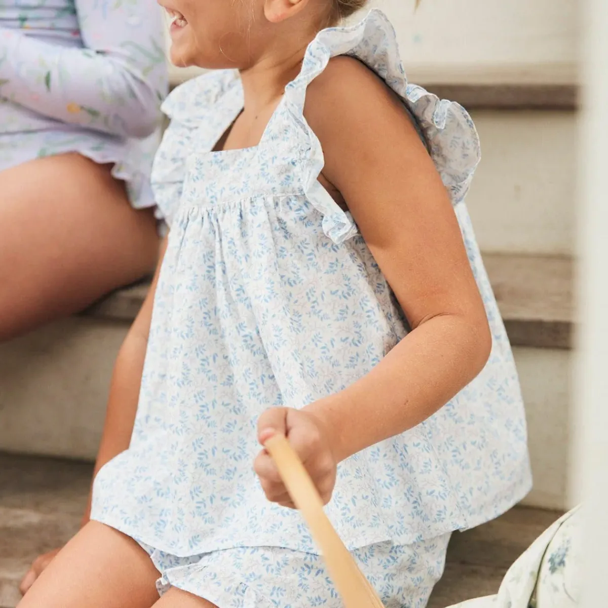 minnow Girls Ruffle Top And Short Set Briland Blue Botanic Online