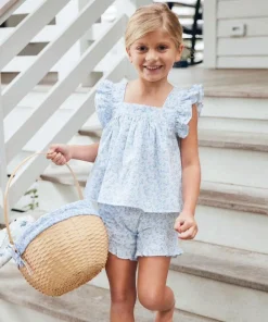 minnow Girls Ruffle Top And Short Set Briland Blue Botanic Fashion