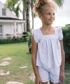 minnow Girls Ruffle Top And Short Set Briland Blue Botanic Fashion