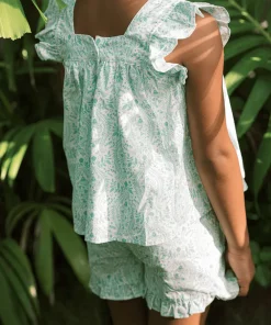 minnow Girls Ruffle Top And Short Set Abaco Green Paisley Hot