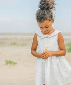 minnow Girls Sailor Dress Powder Blue Stripe New