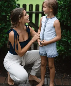 minnow Girls Set Powder Blue Stripe New