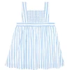 minnow Girls Smocked Bib Dress Bahamian Blue Stripe Discount