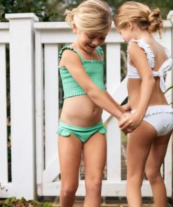 minnow Girls Smocked Bikini Abaco Green Hot