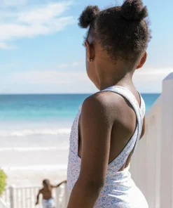 minnow Girls Smocked Crossover One Piece Briland Blue Botanic Fashion