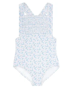 minnow Girls Smocked Crossover One Piece Briland Blue Botanic Best