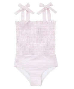 minnow Girls Smocked One Piece Pink Stripe Sale