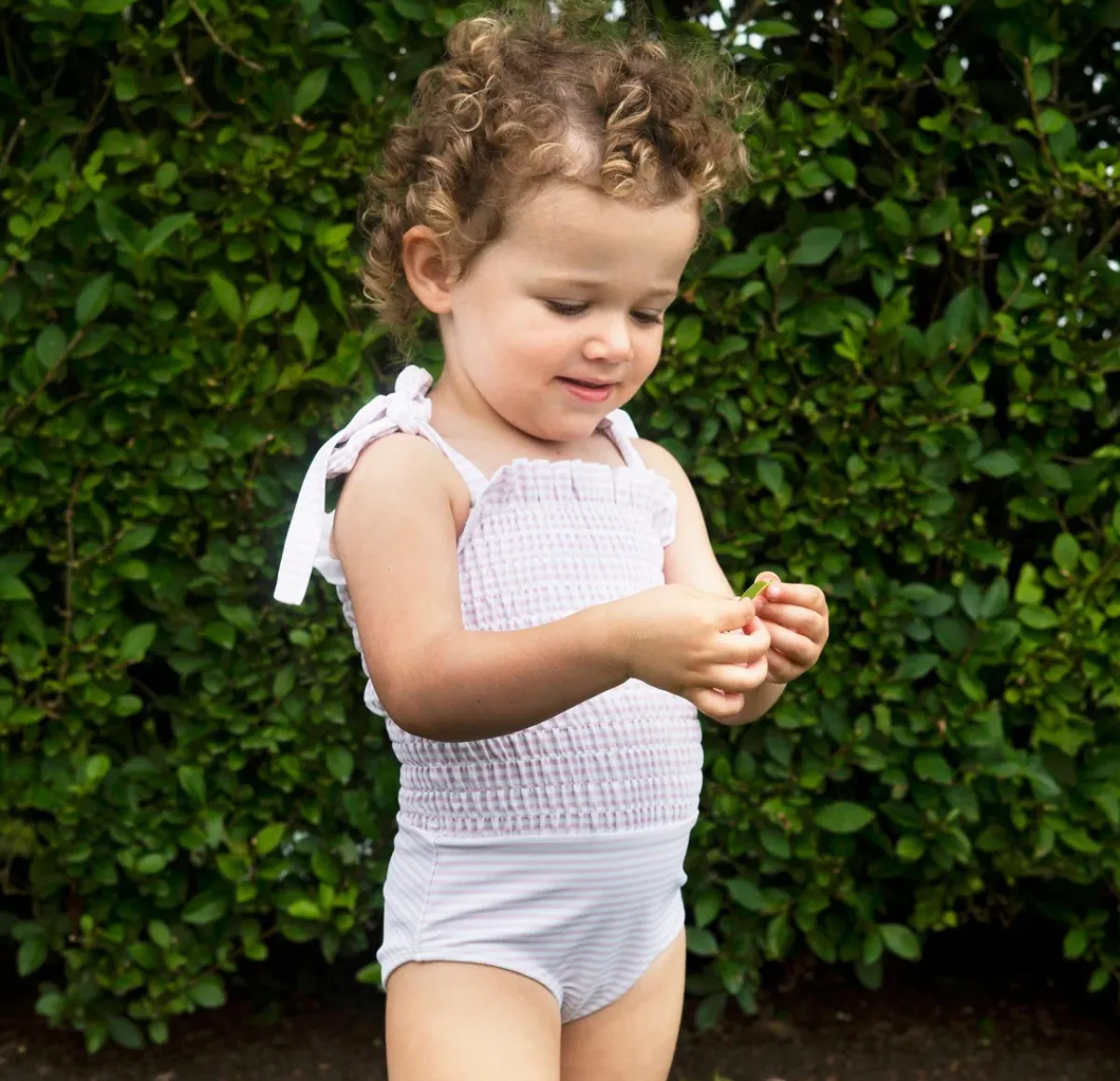 minnow Girls Smocked One Piece Pink Stripe Sale