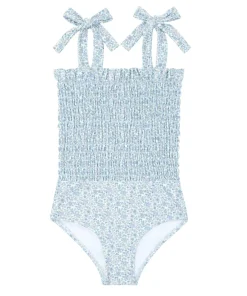 minnow Girls Smocked One Piece Slate Floral Fashion