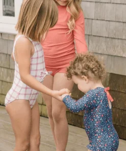 minnow Girls Tie Front One Piece Windowpane Outlet