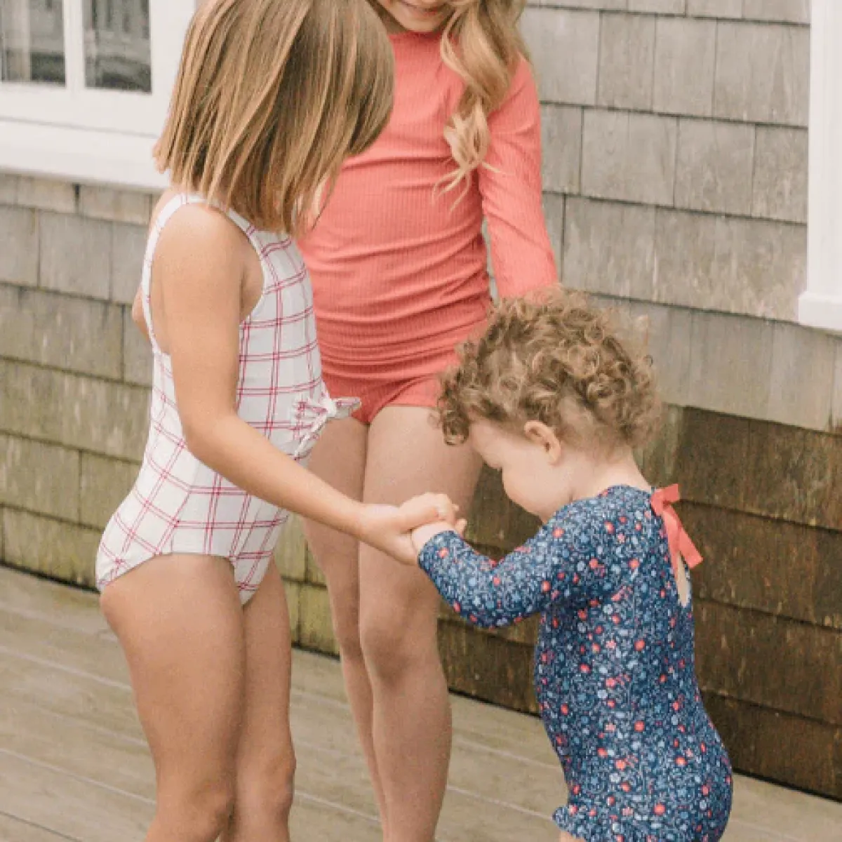 minnow Girls Tie Front One Piece Windowpane Outlet