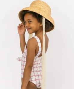 minnow Girls Tie Front One Piece Windowpane Outlet