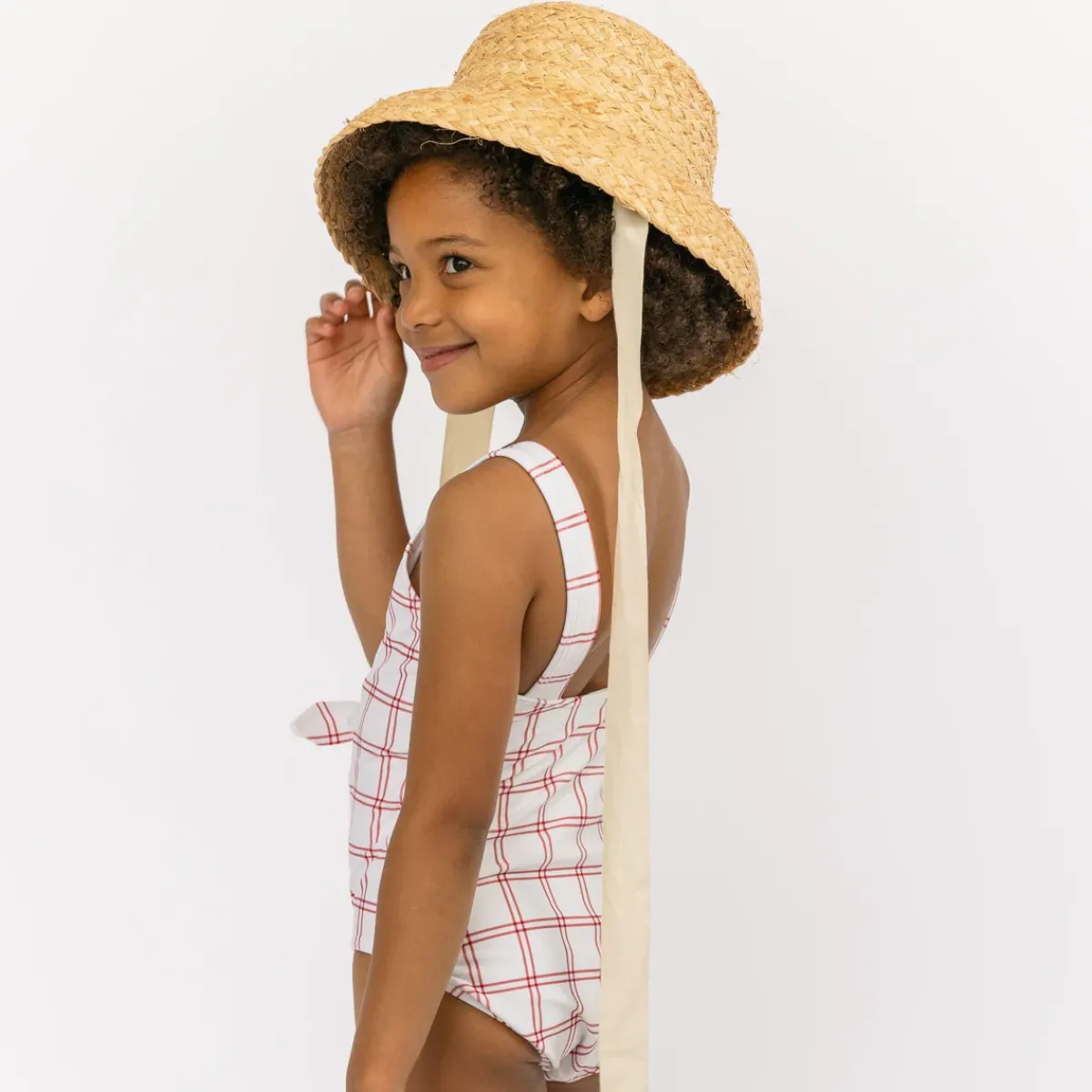 minnow Girls Tie Front One Piece Windowpane Outlet