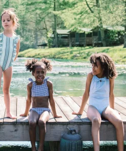 minnow Girls Tie Knot Bikini | Swim Navy Gingham Best