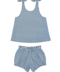minnow Girls Tie Knot Bloomer Set Navy Stripe Hot