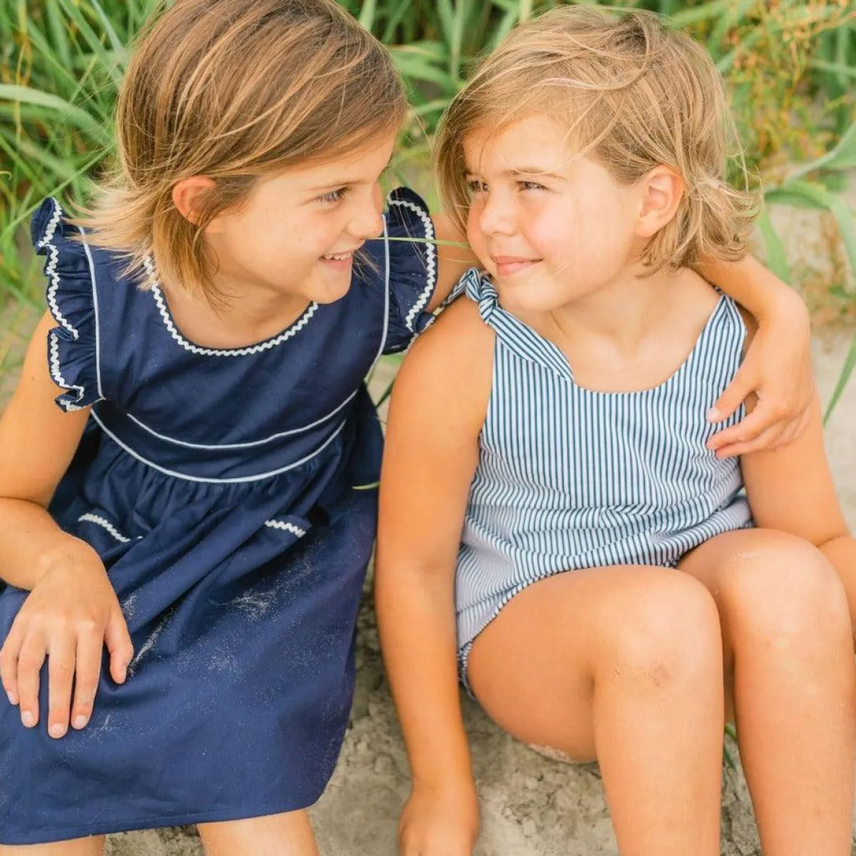 minnow Girls Tie Knot Bloomer Set Navy Stripe Hot