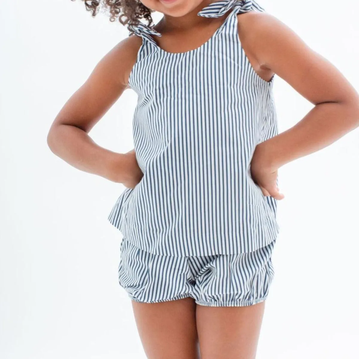 minnow Girls Tie Knot Bloomer Set Navy Stripe Hot