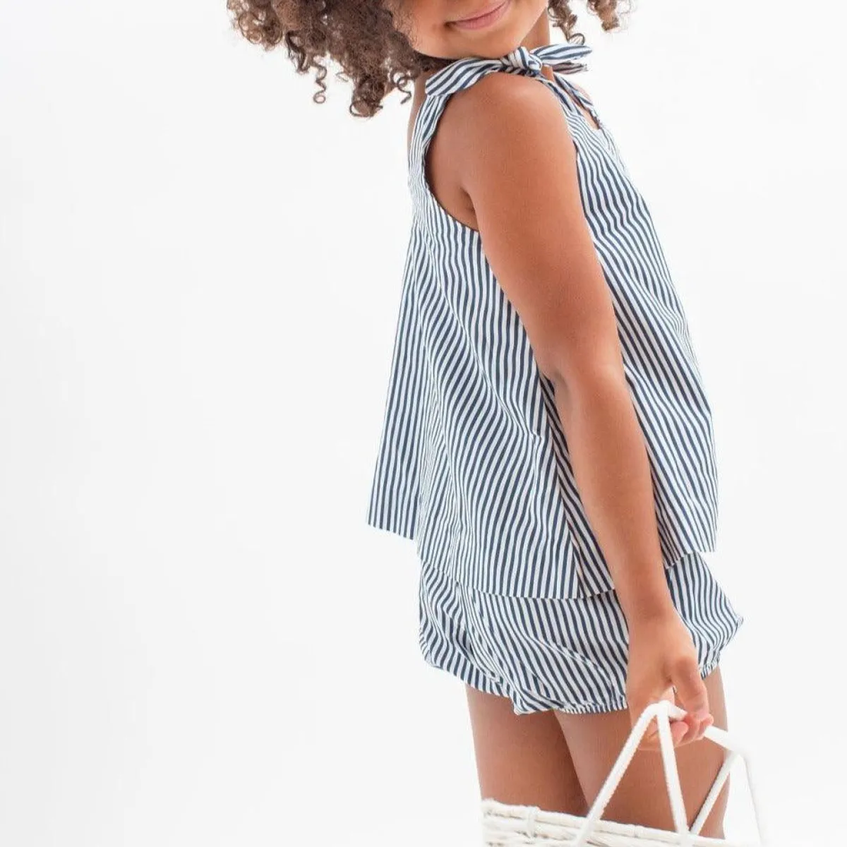 minnow Girls Tie Knot Bloomer Set Navy Stripe Hot