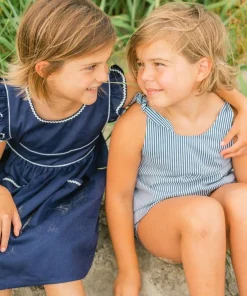 minnow Girls Tie Knot Bloomer Set Navy Stripe Clearance