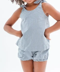 minnow Girls Tie Knot Bloomer Set Navy Stripe Clearance