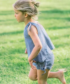 minnow Girls Tie Knot Bloomer Set | Swim Navy Gingham Outlet