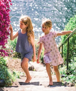 minnow Girls Tie Knot Bloomer Set | Swim Navy Gingham Outlet