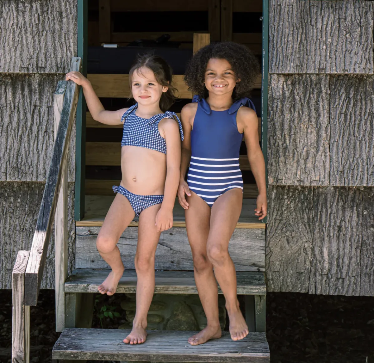 minnow Girls Tie Knot One Piece | Swim Navy Breton Stripe Clearance