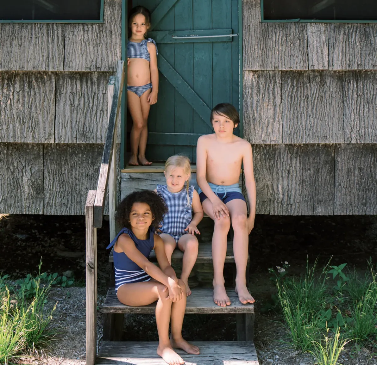 minnow Girls Tie Knot One Piece | Swim Navy Breton Stripe Clearance