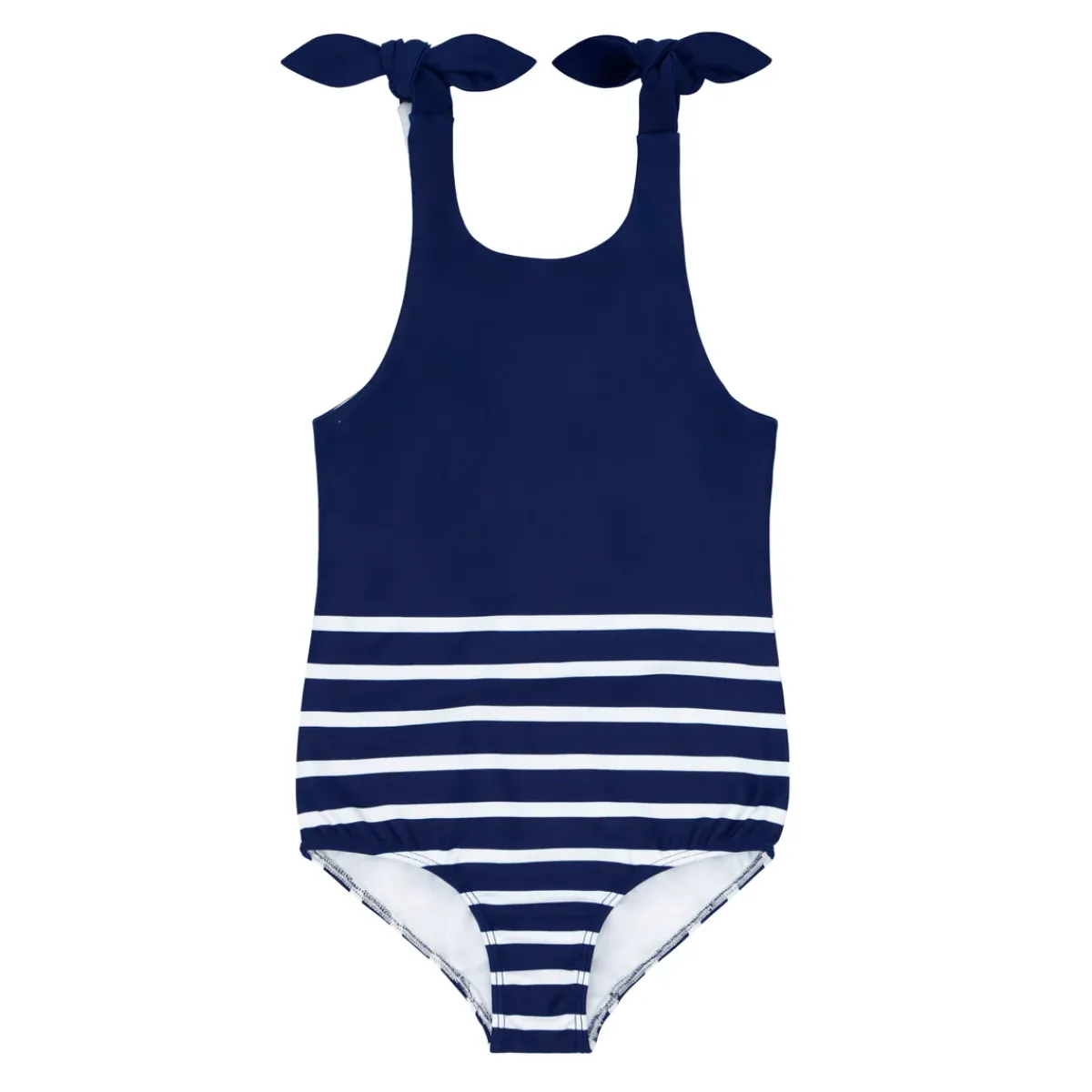 minnow Girls Tie Knot One Piece | Swim Navy Breton Stripe Outlet