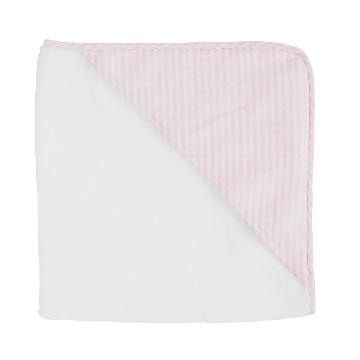 minnow Louelle Dusty Pink Gingham Hooded Towel And Wash Glove White Clearance