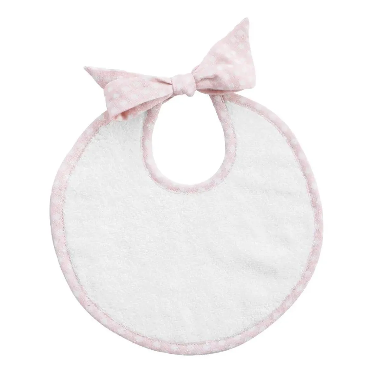minnow Louelle Dusty Pink Gingham Newborn Bib White Outlet