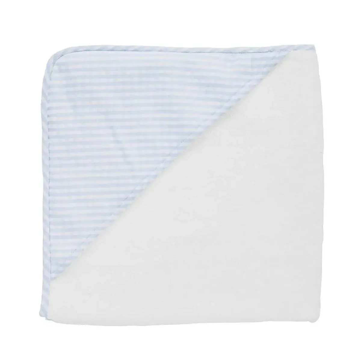 minnow Louelle Pale Blue Gingham Hooded Towel And Wash Glove White Sale