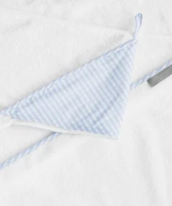 minnow Louelle Pale Blue Gingham Hooded Towel And Wash Glove White Sale