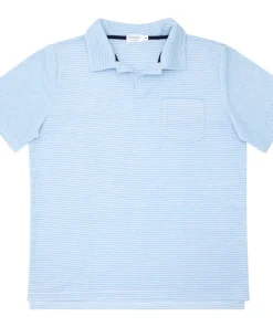 minnow Men's French Terry Polo Powder Blue Stripe Best