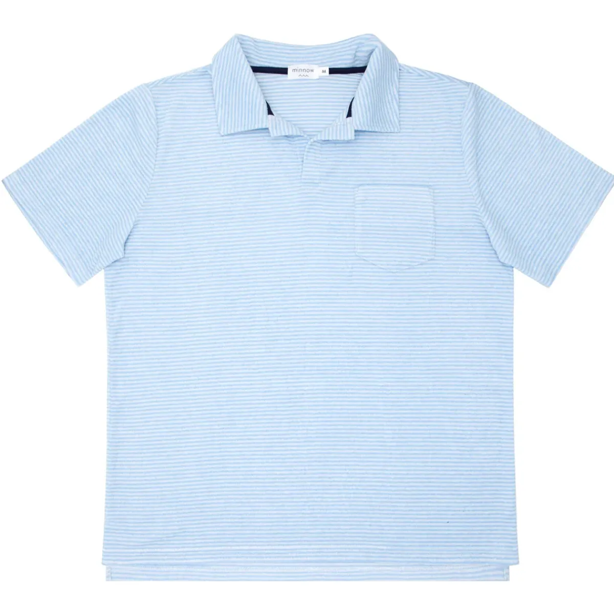 minnow Men's French Terry Polo Powder Blue Stripe Best