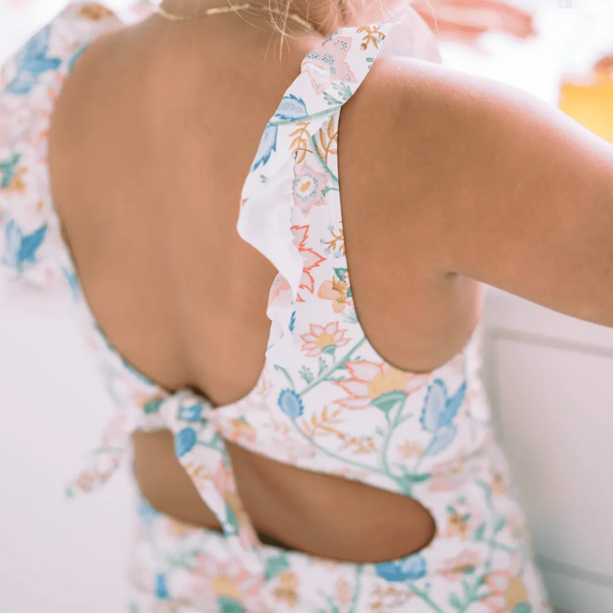 minnow X Daphne Oz Girls Ruffle Collar One Piece Wild Bloom Floral Sale