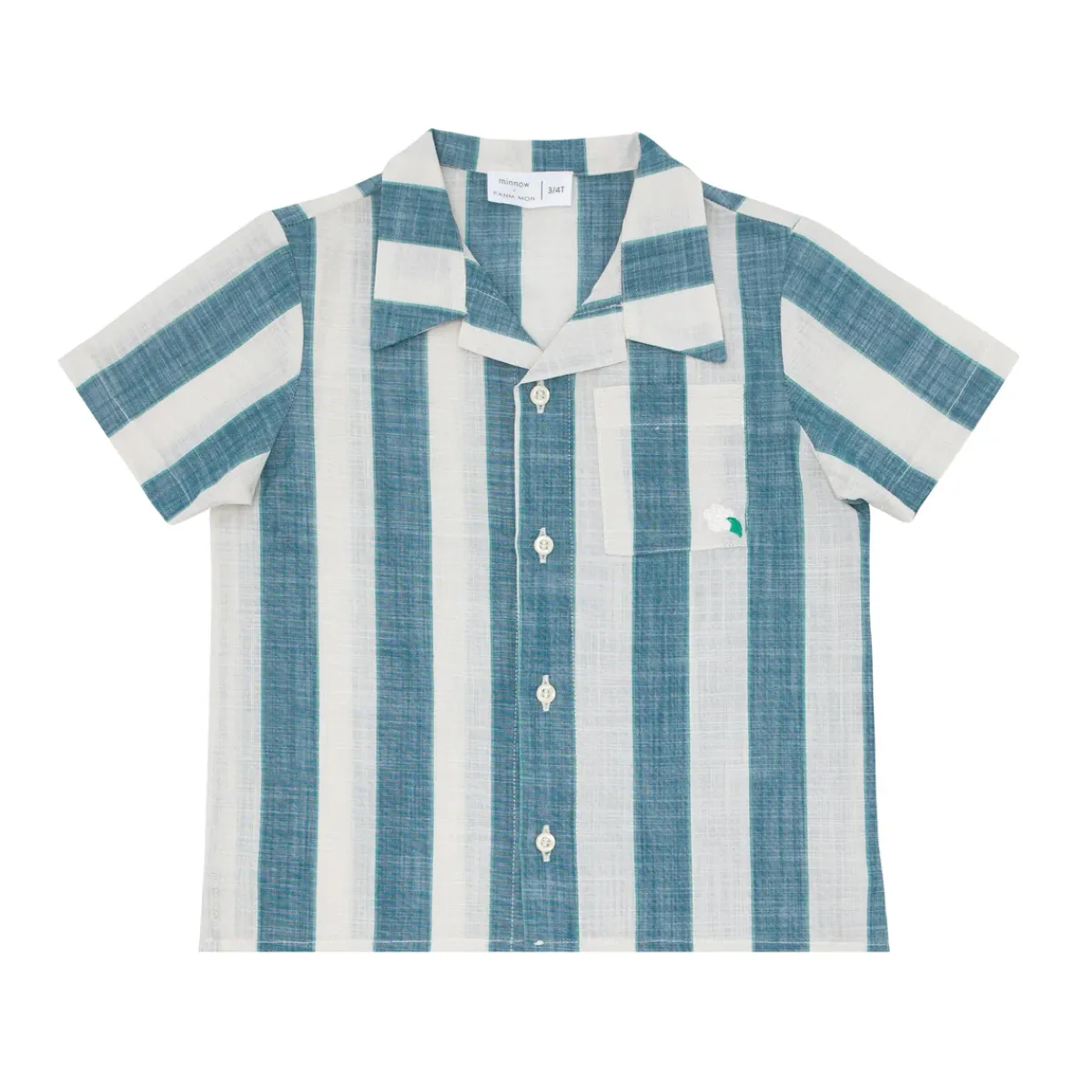 minnow X Fanm Mon Boy's Blue Cabana Linen Shirt Blue Cabana Stripe Outlet