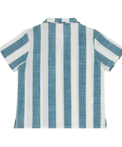 minnow X Fanm Mon Boy's Blue Cabana Linen Shirt Blue Cabana Stripe Outlet