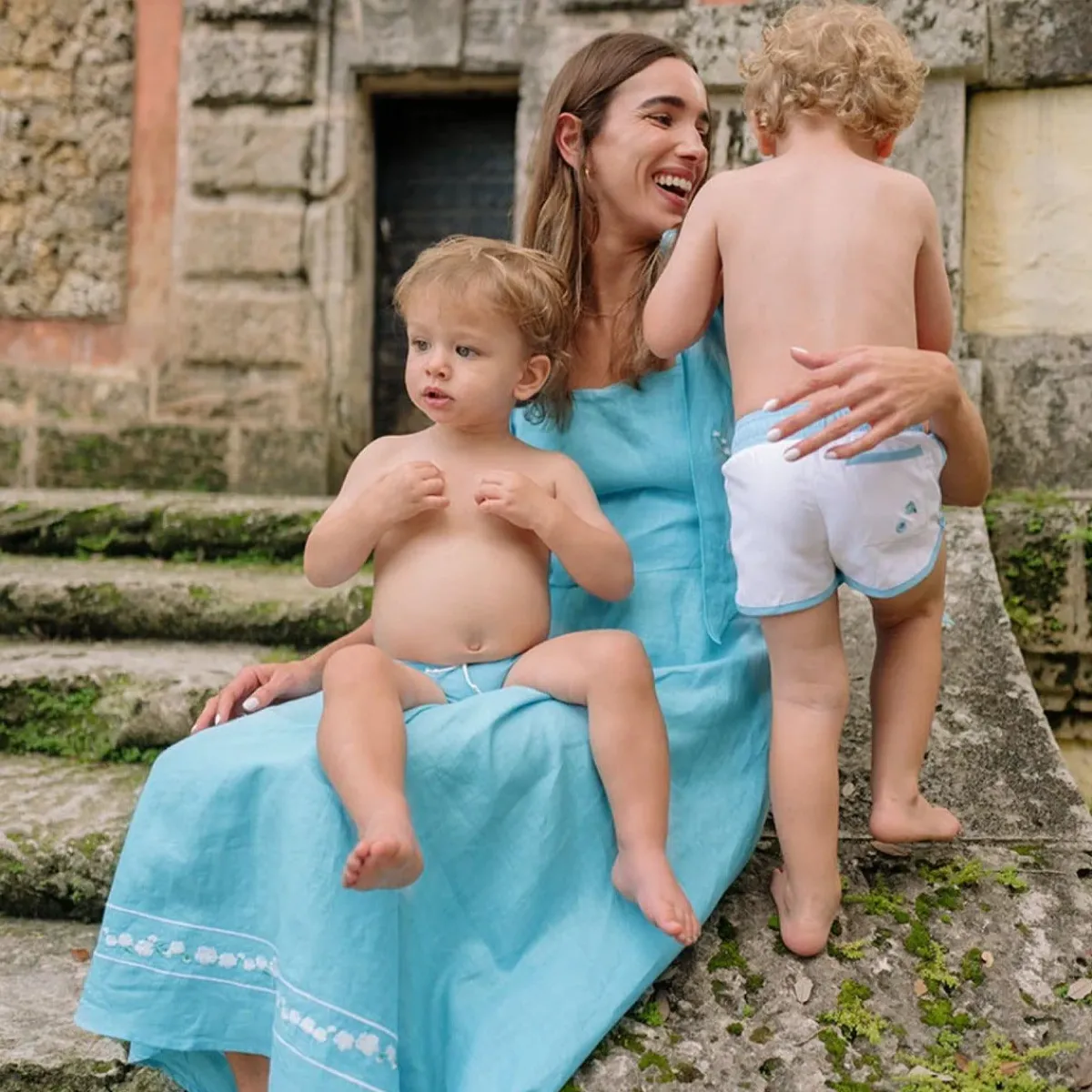 minnow X Fanm Mon Boy's Boardie Coconut Grove White Sale