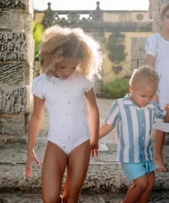 minnow X Fanm Mon Boy's Linen Short Lagoon Discount