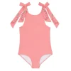 minnow X Fanm Mon Girl's Hibiscus Tie Knot One Piece Coconut Grove White Best